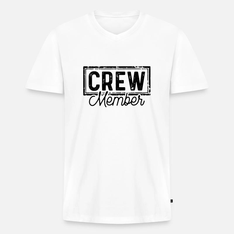 Crew Member - Männer Premium Bio T-Shirt mit V-Ausschnitt - Weiß