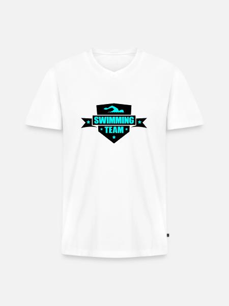 Swimming Team - Männer Premium Bio T-Shirt mit V-Ausschnitt - Weiß