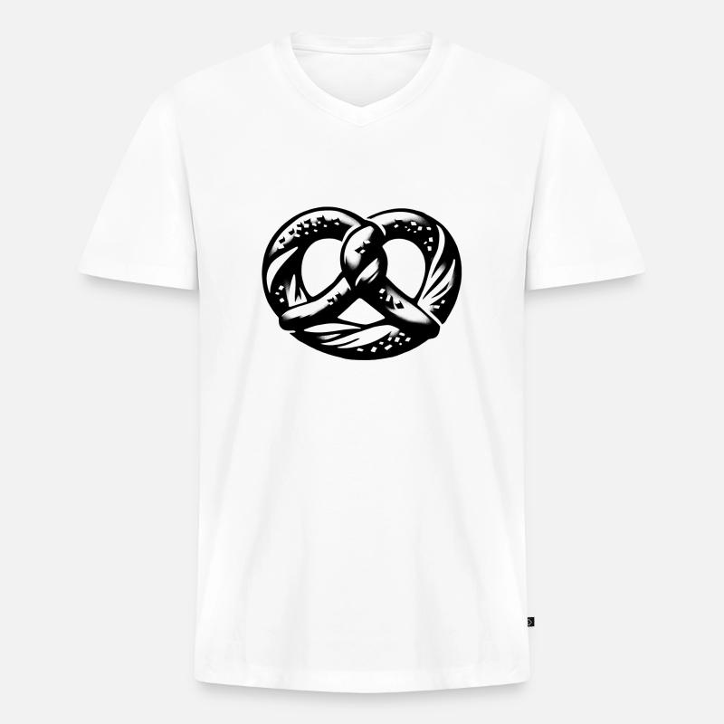 BREZEL Backwaren pretzel - Männer Premium Bio T-Shirt mit V-Ausschnitt - Weiß