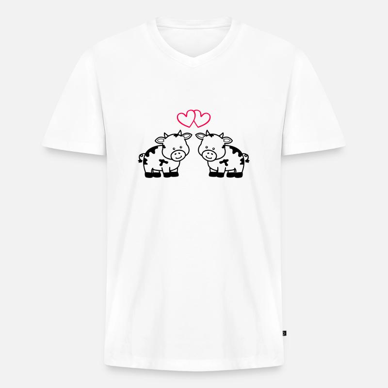 cows in love - Männer Premium Bio T-Shirt mit V-Ausschnitt - Weiß