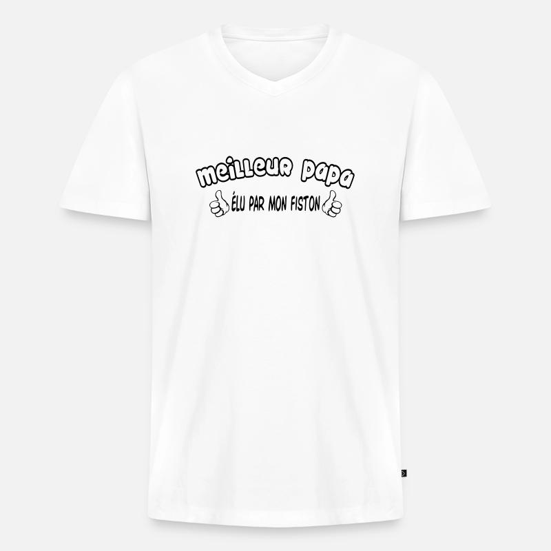 BESTER VATER - Männer Premium Bio T-Shirt mit V-Ausschnitt - Weiß