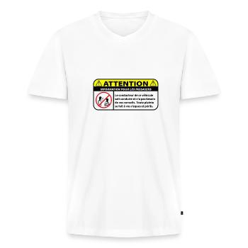 information pour les passagers - T-shirt encolure en V Premium bio Homme - blanc - Devant - Nico (187cm)