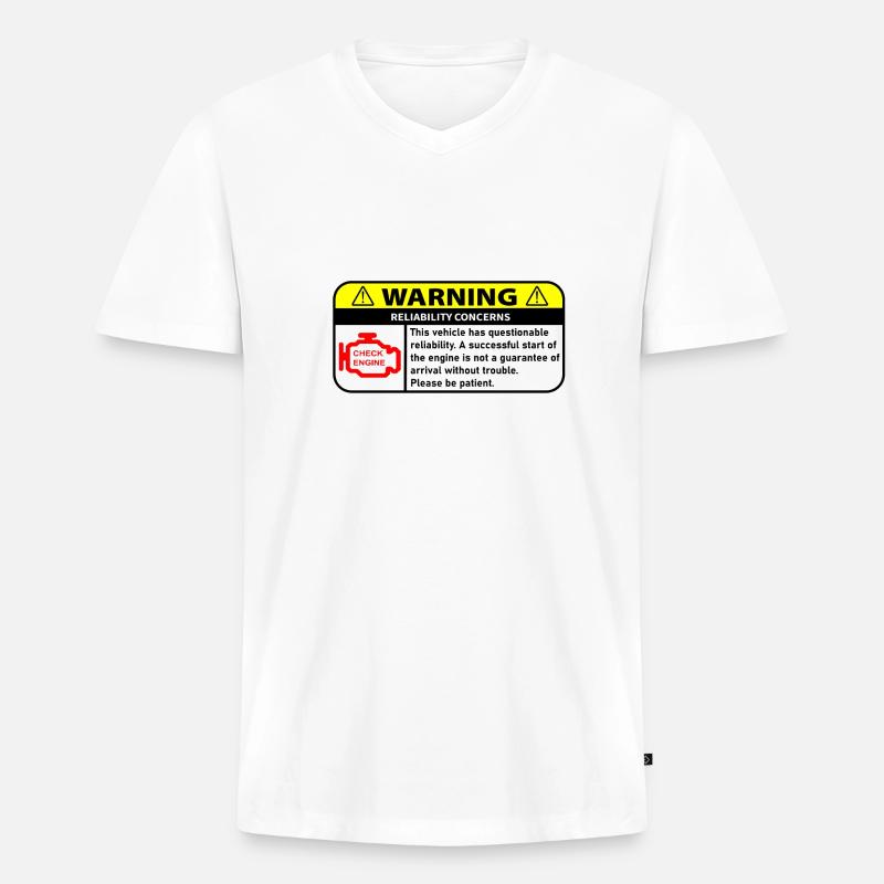 WARNUNG - Männer Premium Bio T-Shirt mit V-Ausschnitt - Weiß