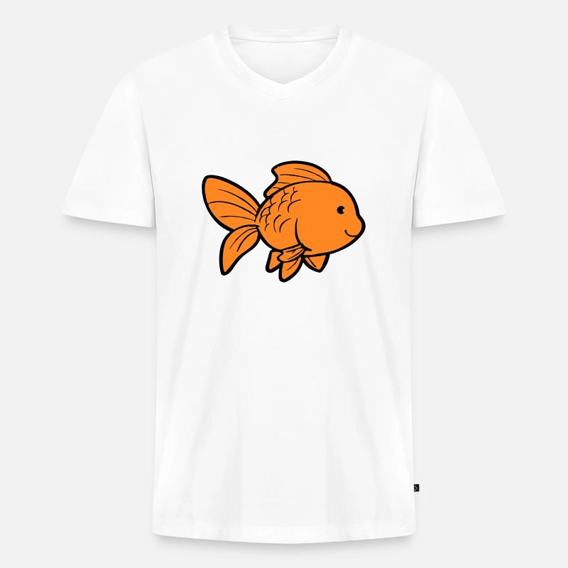 fisch goldfisch - Männer Premium Bio T-Shirt mit V-Ausschnitt - Weiß