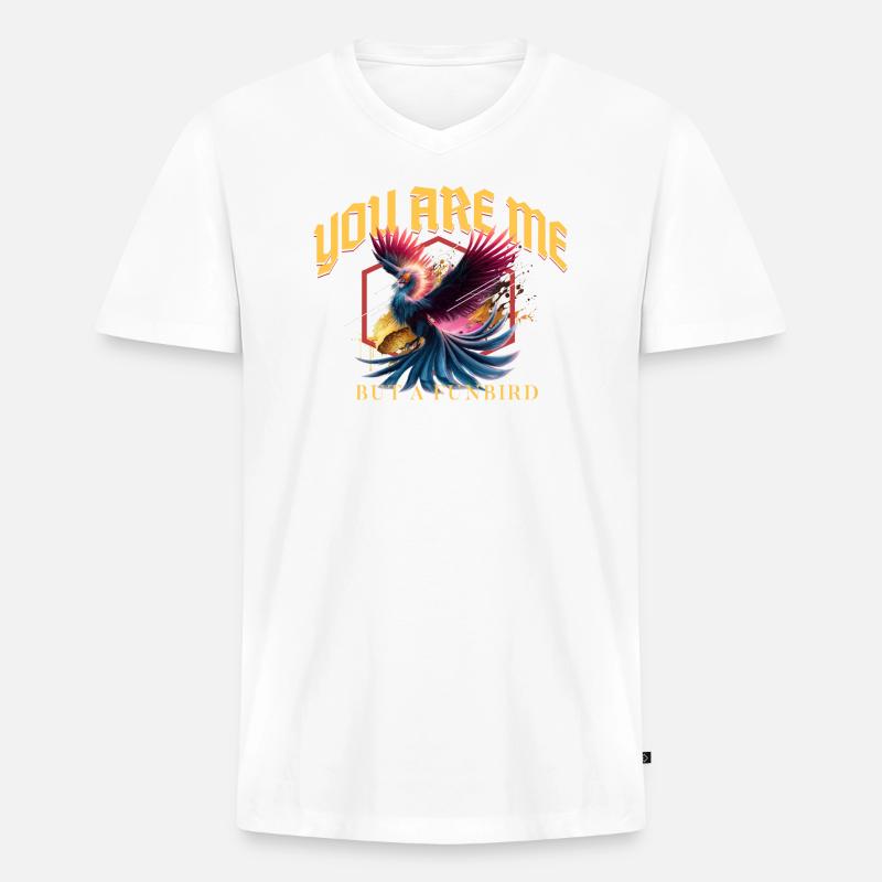 Funbird - Männer Premium Bio T-Shirt mit V-Ausschnitt - Weiß