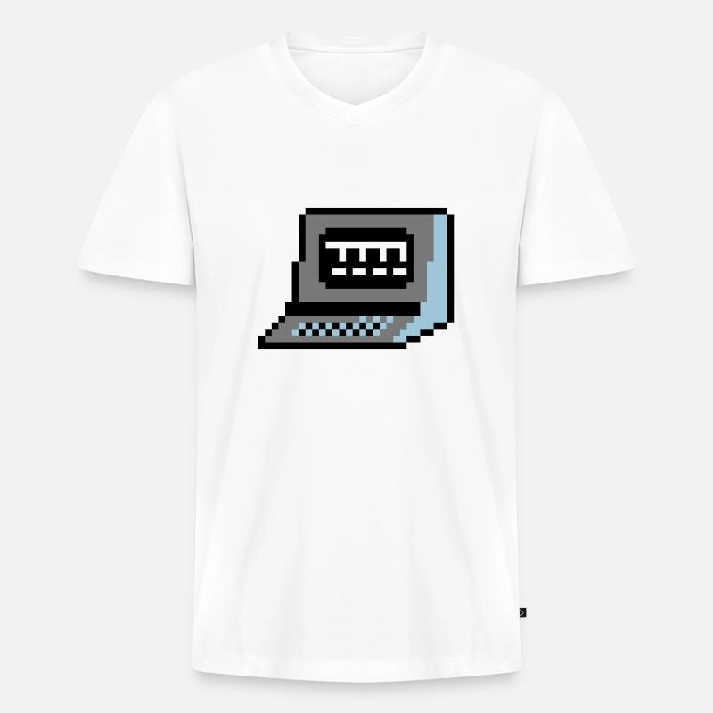 pixelComputer - Männer Premium Bio T-Shirt mit V-Ausschnitt - Weiß