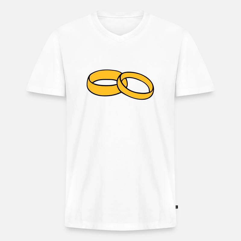 Trauringe - Männer Premium Bio T-Shirt mit V-Ausschnitt - Weiß