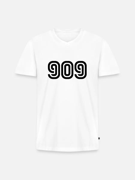 Number 909__V001 - Men's Premium Organic T-shirt with V-neck - white