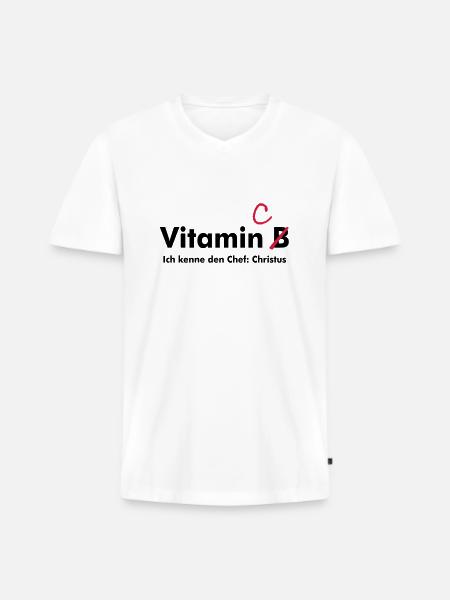Vitamin C (JESUS shirts) - Männer Premium Bio T-Shirt mit V-Ausschnitt - Weiß