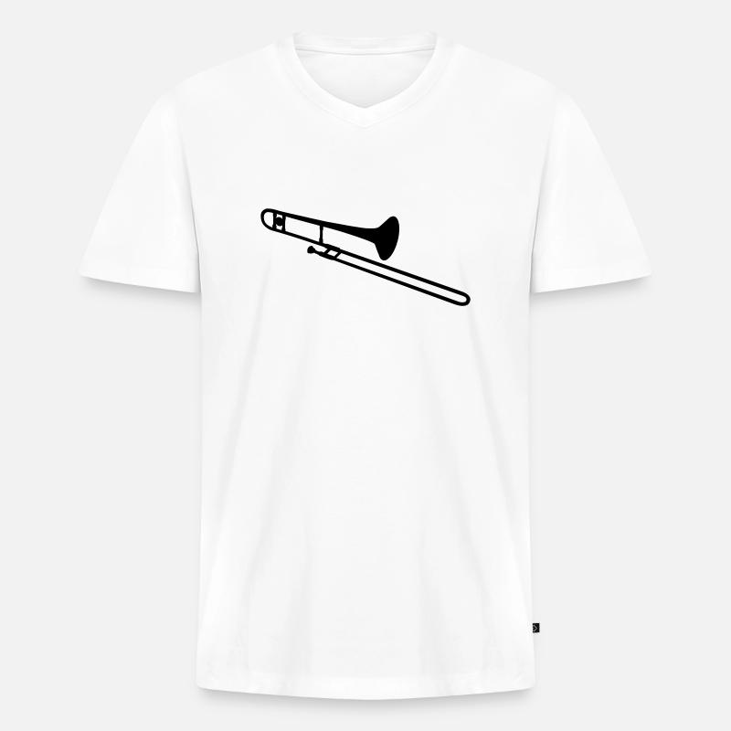Posaune - Männer Premium Bio T-Shirt mit V-Ausschnitt - Weiß