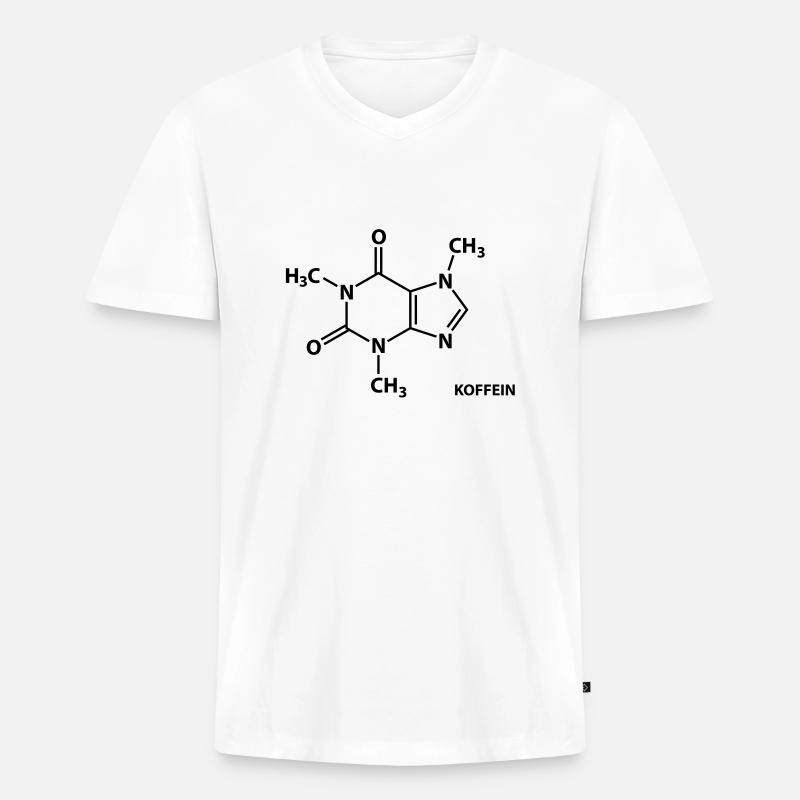 Koffein - Männer Premium Bio T-Shirt mit V-Ausschnitt - Weiß