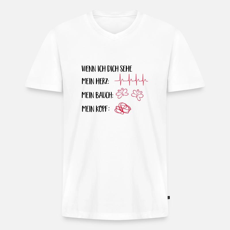 verliebt - Männer Premium Bio T-Shirt mit V-Ausschnitt - Weiß