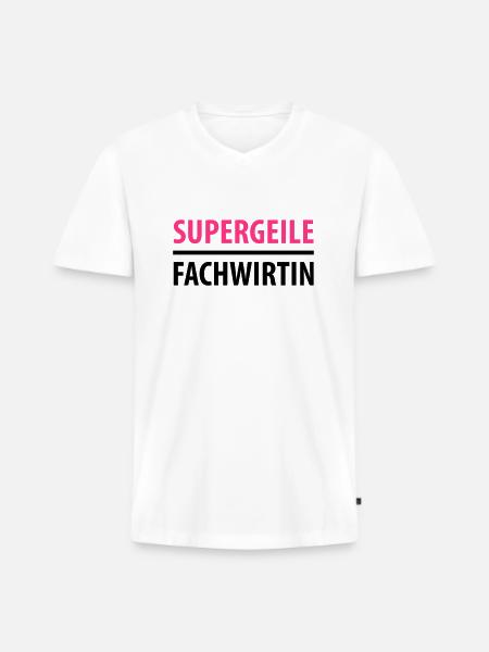 Supergeile Fachwirtin - Männer Premium Bio T-Shirt mit V-Ausschnitt - Weiß