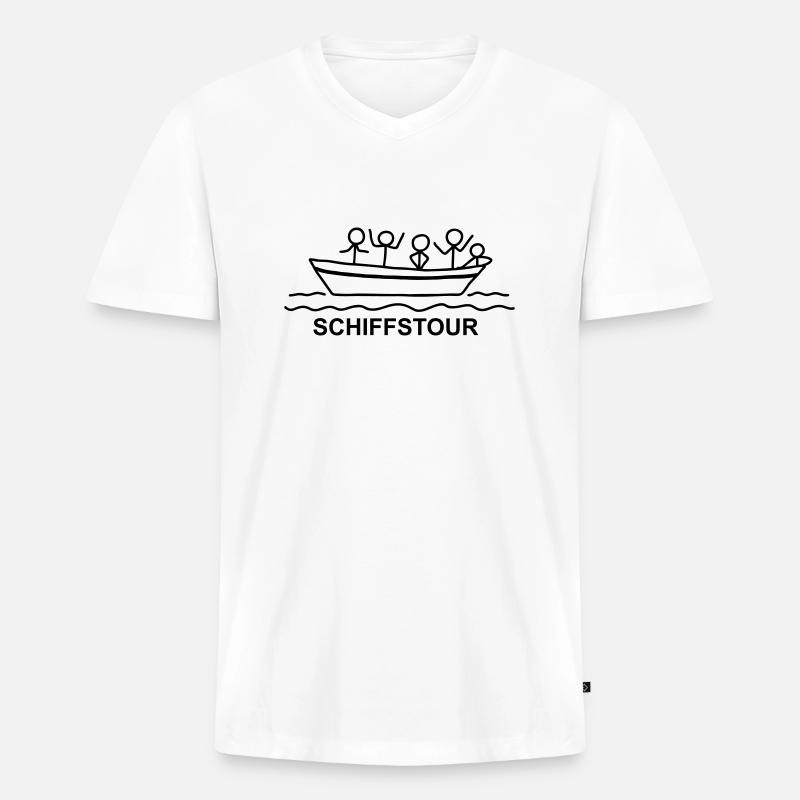 Schiffstour - Bootsfahrt - Männer Premium Bio T-Shirt mit V-Ausschnitt - Weiß