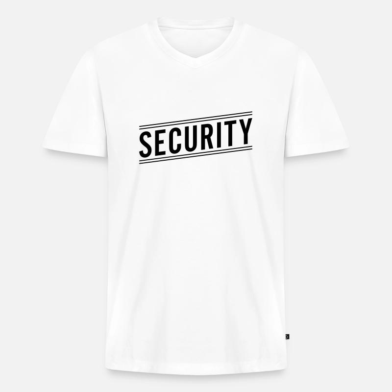 Security - Männer Premium Bio T-Shirt mit V-Ausschnitt - Weiß