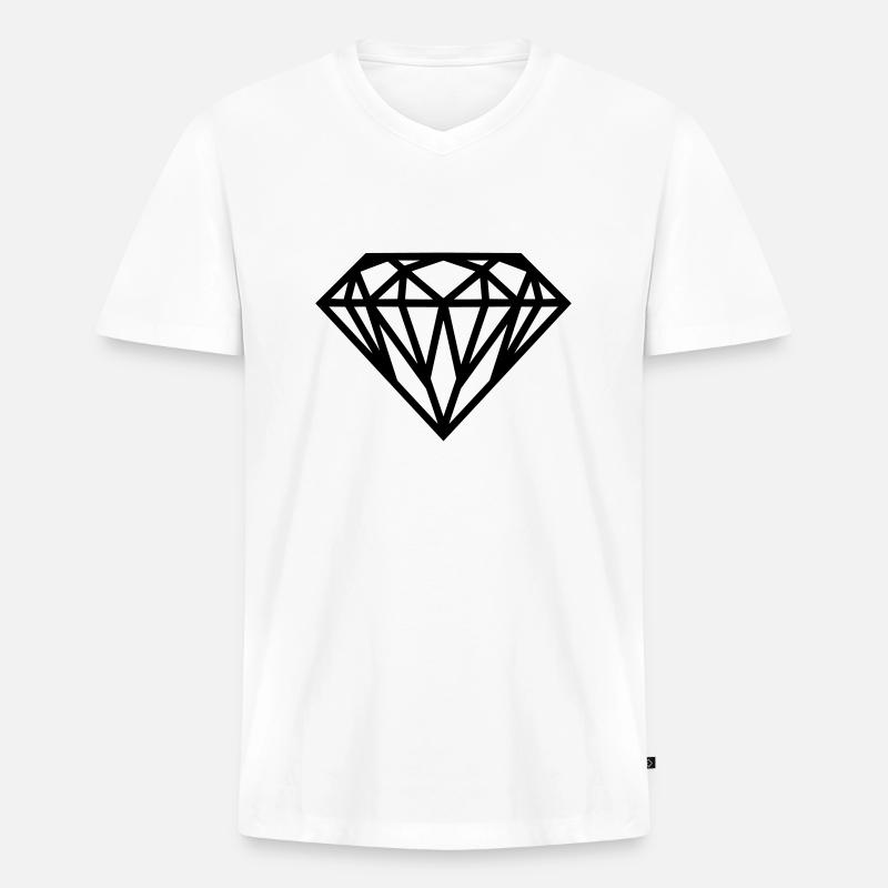 Diamant - Männer Premium Bio T-Shirt mit V-Ausschnitt - Weiß