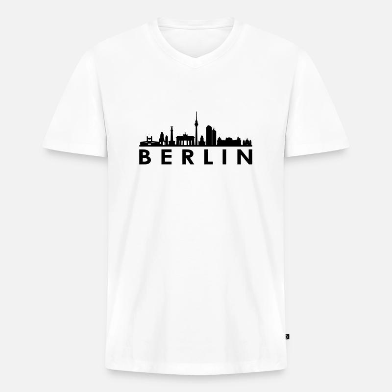 Skyline - Berlin - Männer Premium Bio T-Shirt mit V-Ausschnitt - Weiß