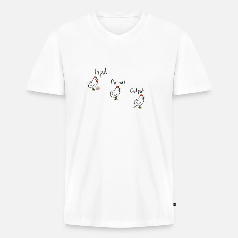 Input Putput Output - Männer Premium Bio T-Shirt mit V-Ausschnitt - Weiß