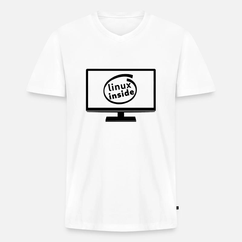 LINUX TUX PROGRAMMER GIFT VINTAGE PENGUIN - Men's Premium Organic T-shirt with V-neck - white