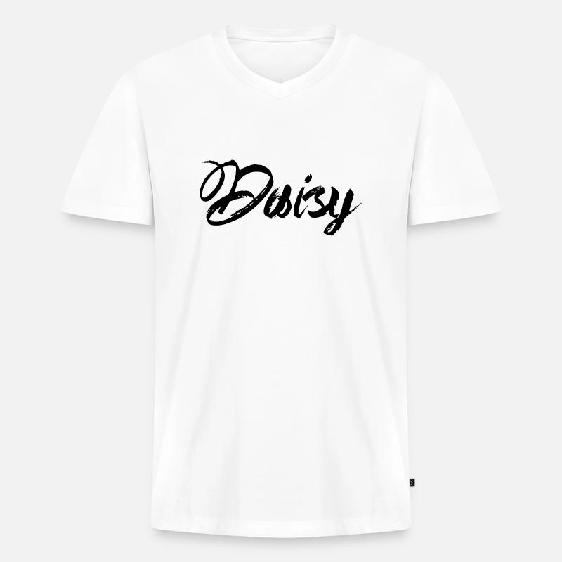 Daisy - Männer Premium Bio T-Shirt mit V-Ausschnitt - Weiß