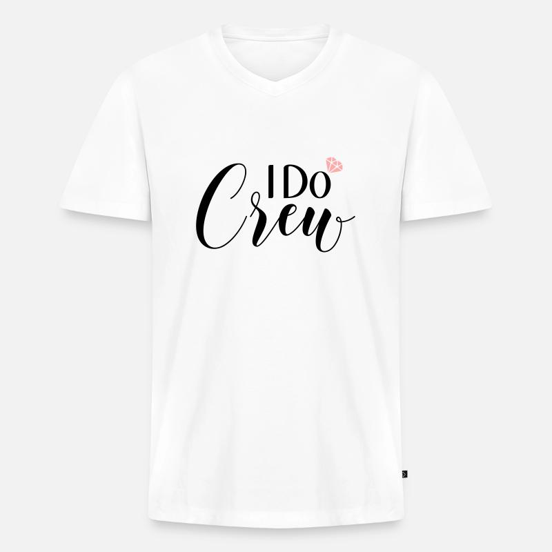 I Do Crew - Männer Premium Bio T-Shirt mit V-Ausschnitt - Weiß