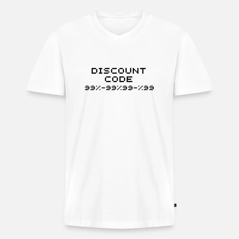 Rabattcode/Rabattcode 99 - Männer Premium Bio T-Shirt mit V-Ausschnitt - Weiß