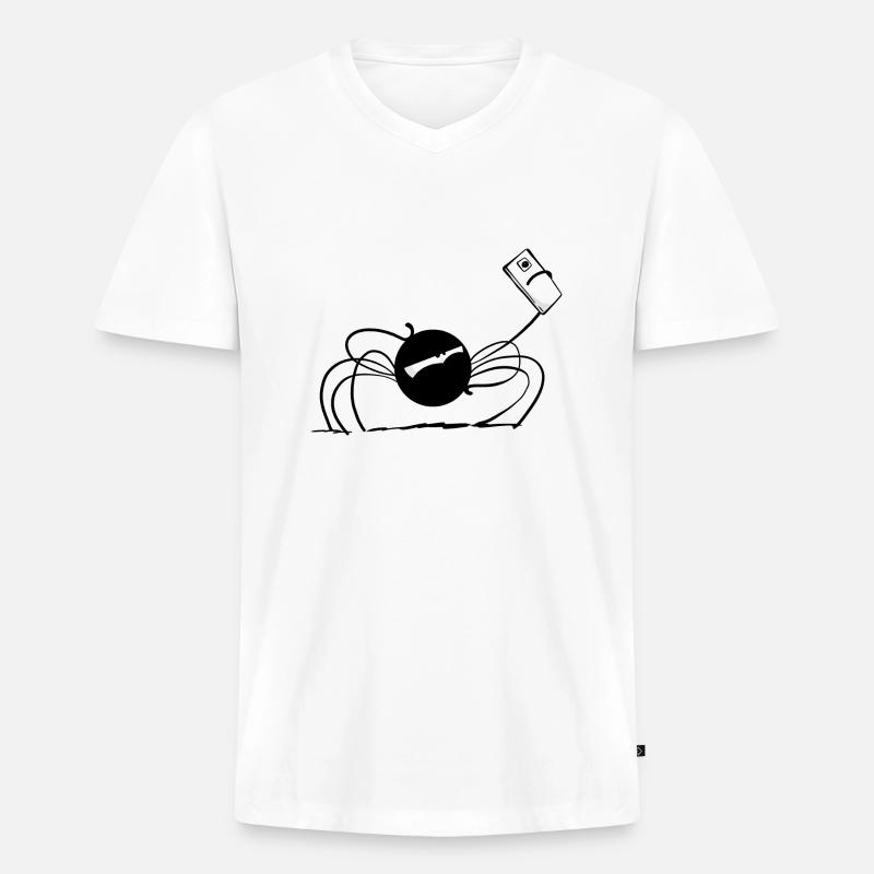 Beth die Spinne - Das Selfie - Männer Premium Bio T-Shirt mit V-Ausschnitt - Weiß