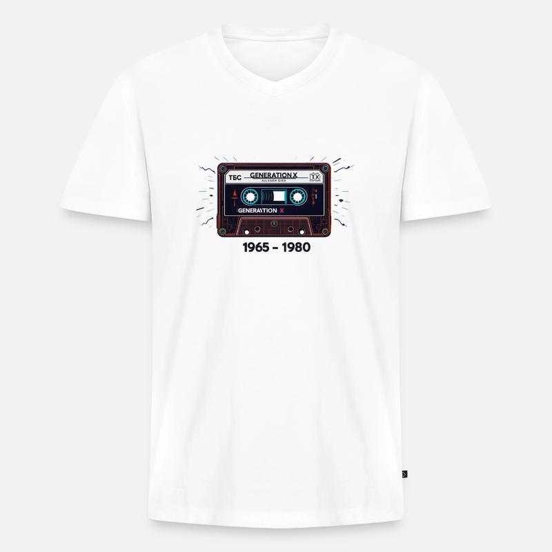 generation x - Männer Premium Bio T-Shirt mit V-Ausschnitt - Weiß