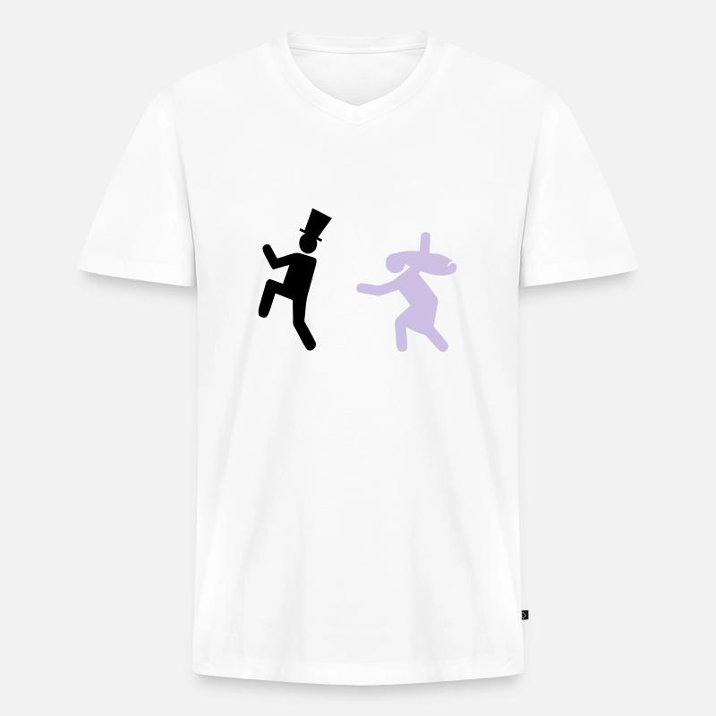 Running Groom - Männer Premium Bio T-Shirt mit V-Ausschnitt - Weiß
