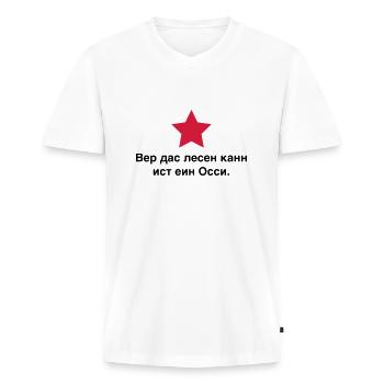 Wer das lesen kann ist ein Ossi. Ostdeutschland 89 - Männer Premium Bio T-Shirt mit V-Ausschnitt - Weiß - Vorne - Nico (187cm)