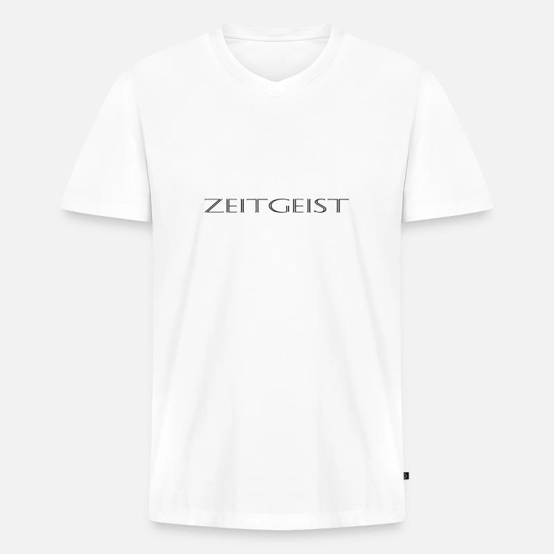 Zeitgeist - Männer Premium Bio T-Shirt mit V-Ausschnitt - Weiß
