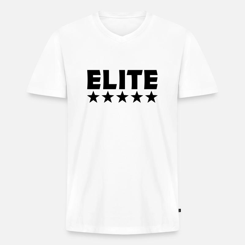 elite - Männer Premium Bio T-Shirt mit V-Ausschnitt - Weiß