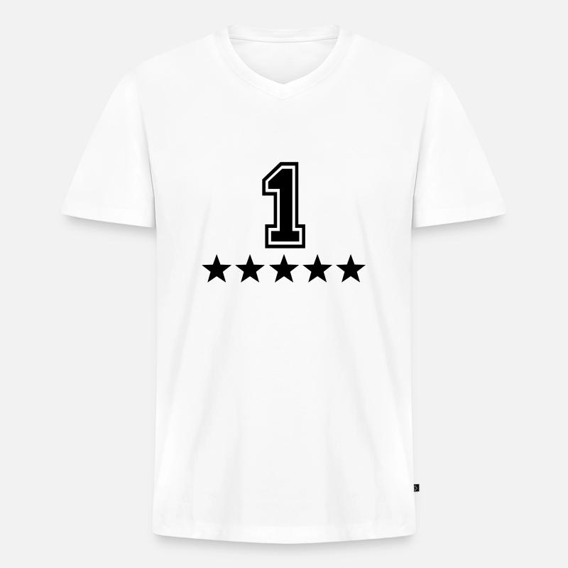 1 - Männer Premium Bio T-Shirt mit V-Ausschnitt - Weiß