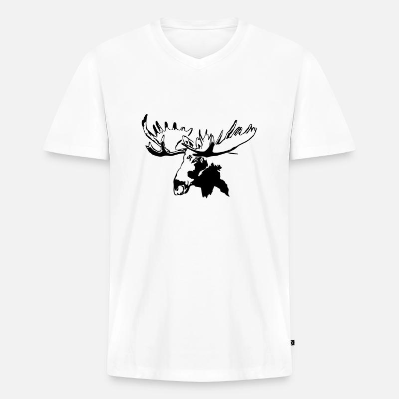elch - elk - moose - jagd - jäger - Männer Premium Bio T-Shirt mit V-Ausschnitt - Weiß