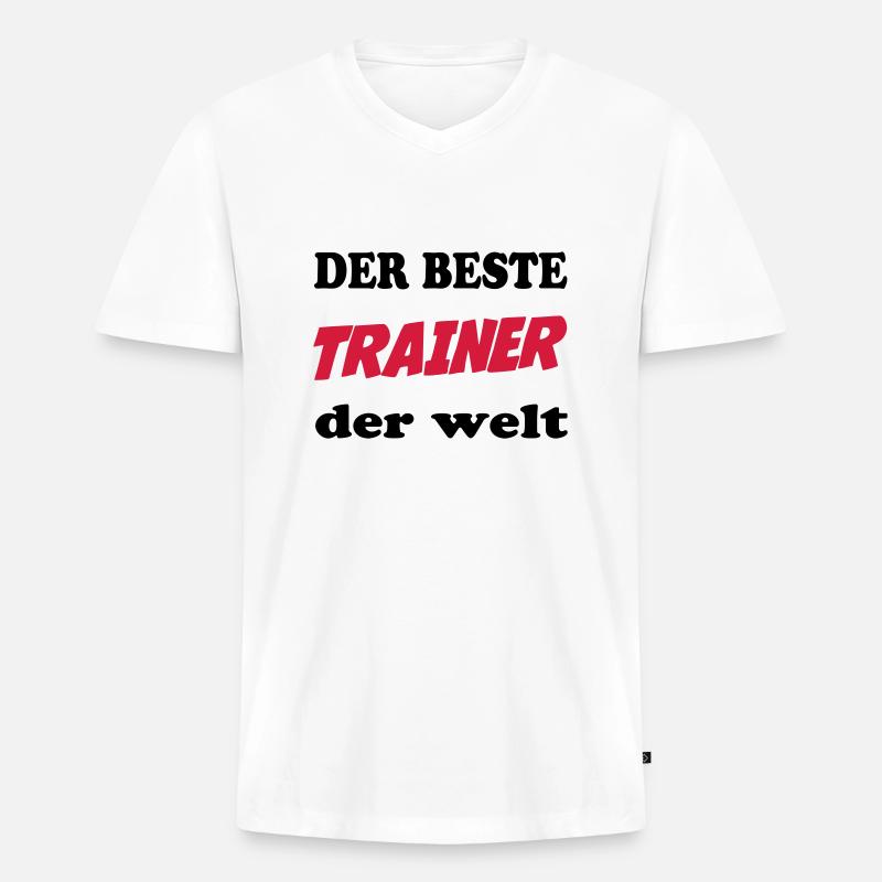 Der beste trainer der welt - Männer Premium Bio T-Shirt mit V-Ausschnitt - Weiß