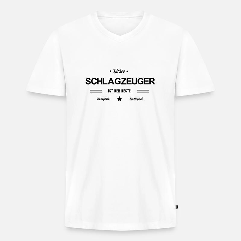 Bester Schlagzeuger - Männer Premium Bio T-Shirt mit V-Ausschnitt - Weiß