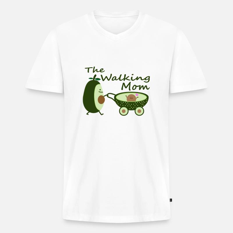 Avocado als Walking Mom - Männer Premium Bio T-Shirt mit V-Ausschnitt - Weiß