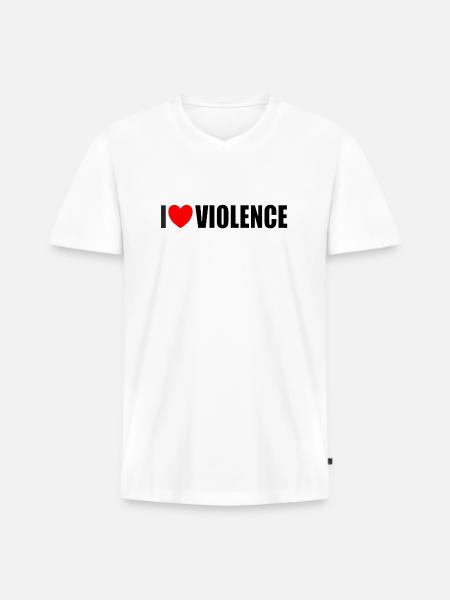 I love violence - Männer Premium Bio T-Shirt mit V-Ausschnitt - Weiß