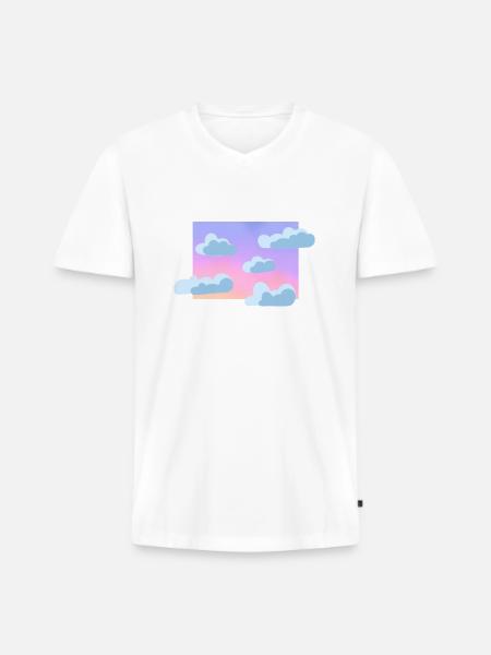 Pastel cloudy sky - Men's Premium Organic T-shirt with V-neck - white