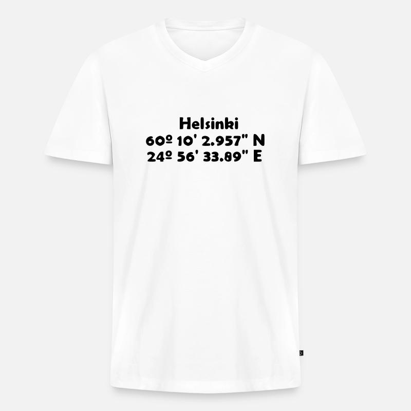 Helsinki - Männer Premium Bio T-Shirt mit V-Ausschnitt - Weiß