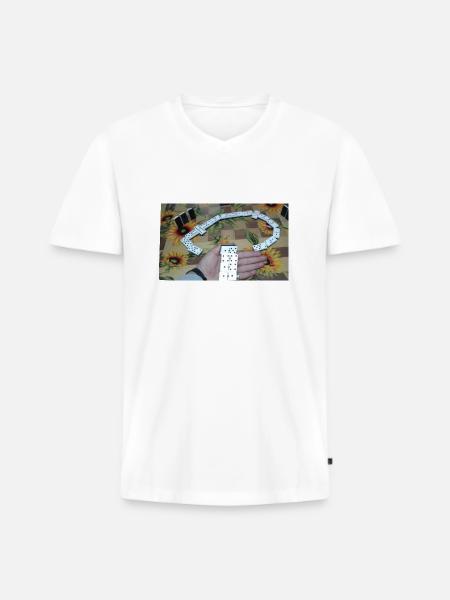 Domino - Men's Premium Organic T-shirt with V-neck - white