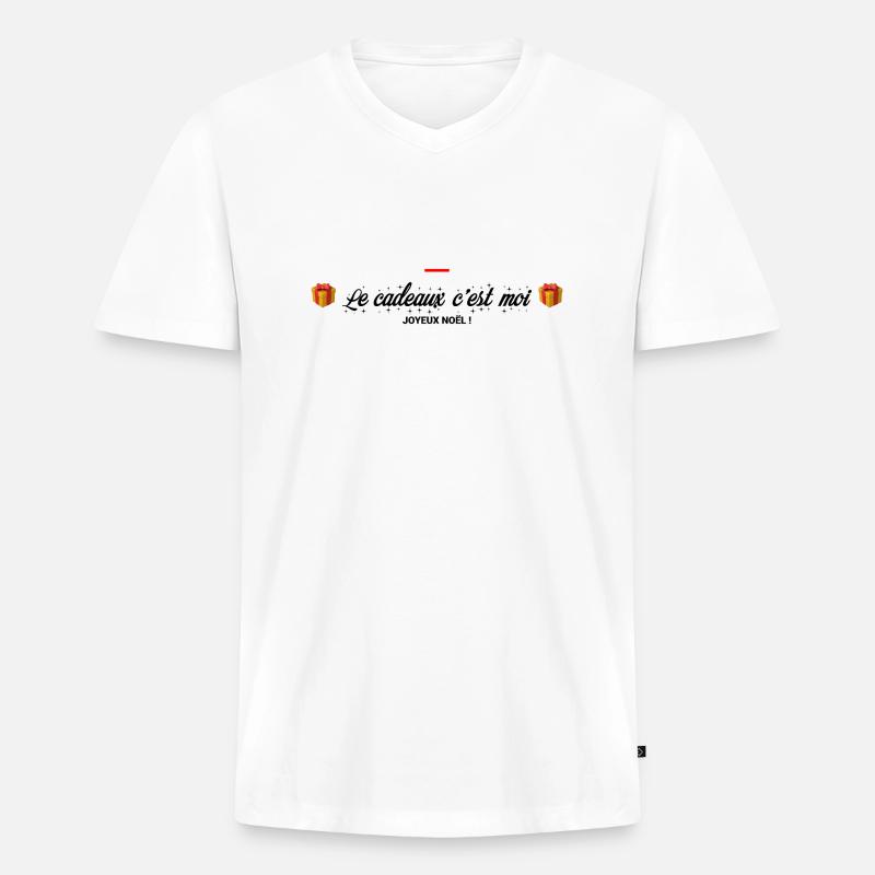 FROHE WEIHNACHTEN - Männer Premium Bio T-Shirt mit V-Ausschnitt - Weiß