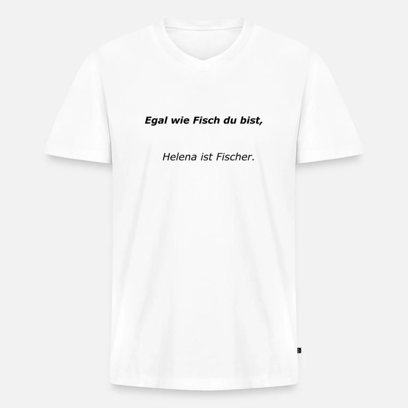 Fischer - Männer Premium Bio T-Shirt mit V-Ausschnitt - Weiß