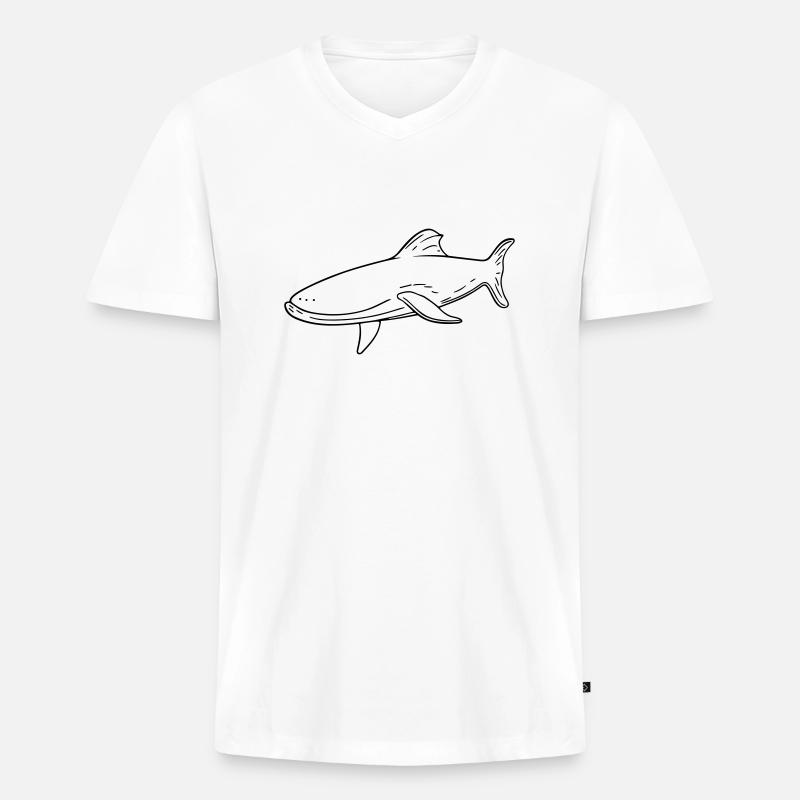Wal - Männer Premium Bio T-Shirt mit V-Ausschnitt - Weiß