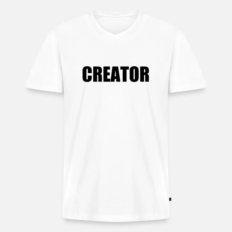 Creator - Männer Premium Bio T-Shirt mit V-Ausschnitt - Weiß