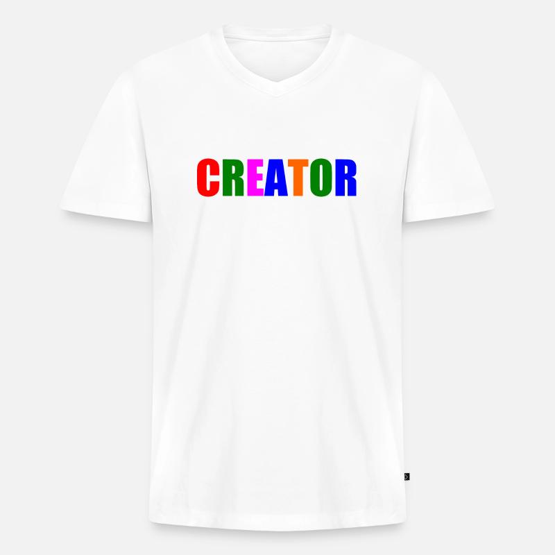 Creator - Männer Premium Bio T-Shirt mit V-Ausschnitt - Weiß
