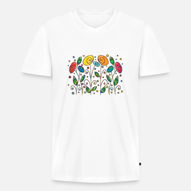 Blumen - Männer Premium Bio T-Shirt mit V-Ausschnitt - Weiß