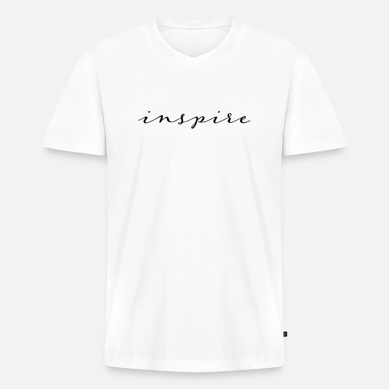 inspire - Männer Premium Bio T-Shirt mit V-Ausschnitt - Weiß