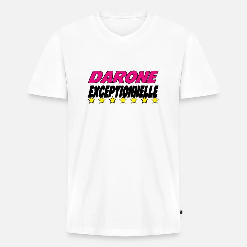 DARONE außergewöhnlich - Männer Premium Bio T-Shirt mit V-Ausschnitt - Weiß