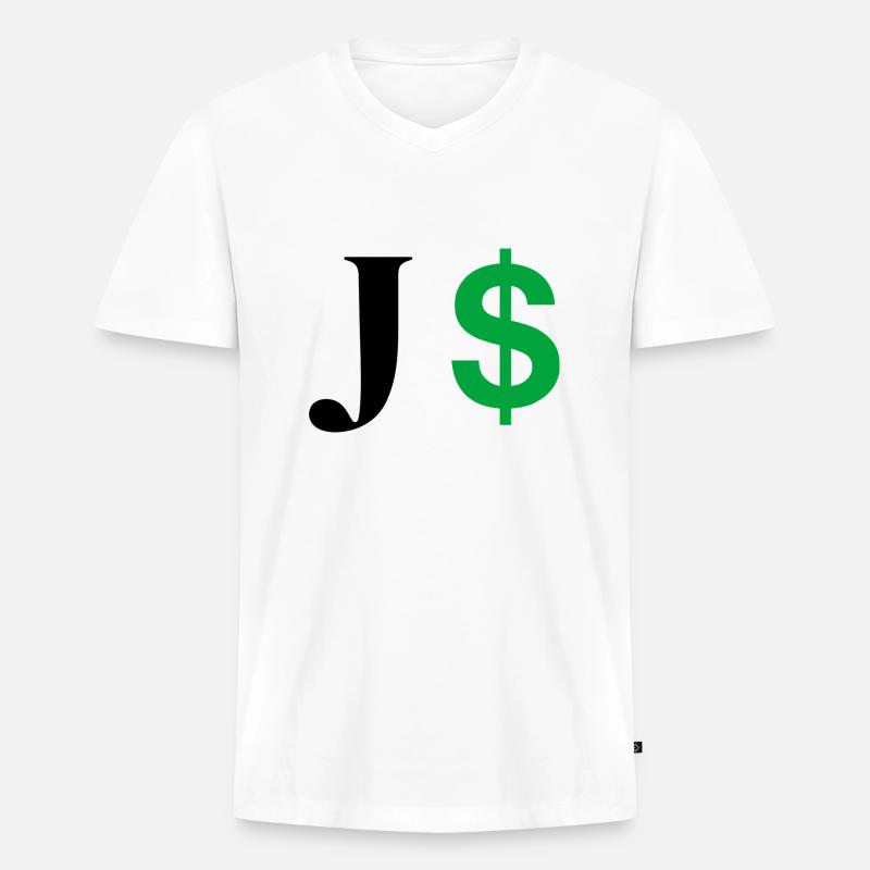 Buchstabe j Dollar - Männer Premium Bio T-Shirt mit V-Ausschnitt - Weiß